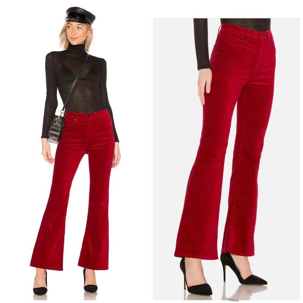 BN2 Flare Jeans Rag and Bone Red Velvet‎ Fall Winter Outfit Women Waist 25